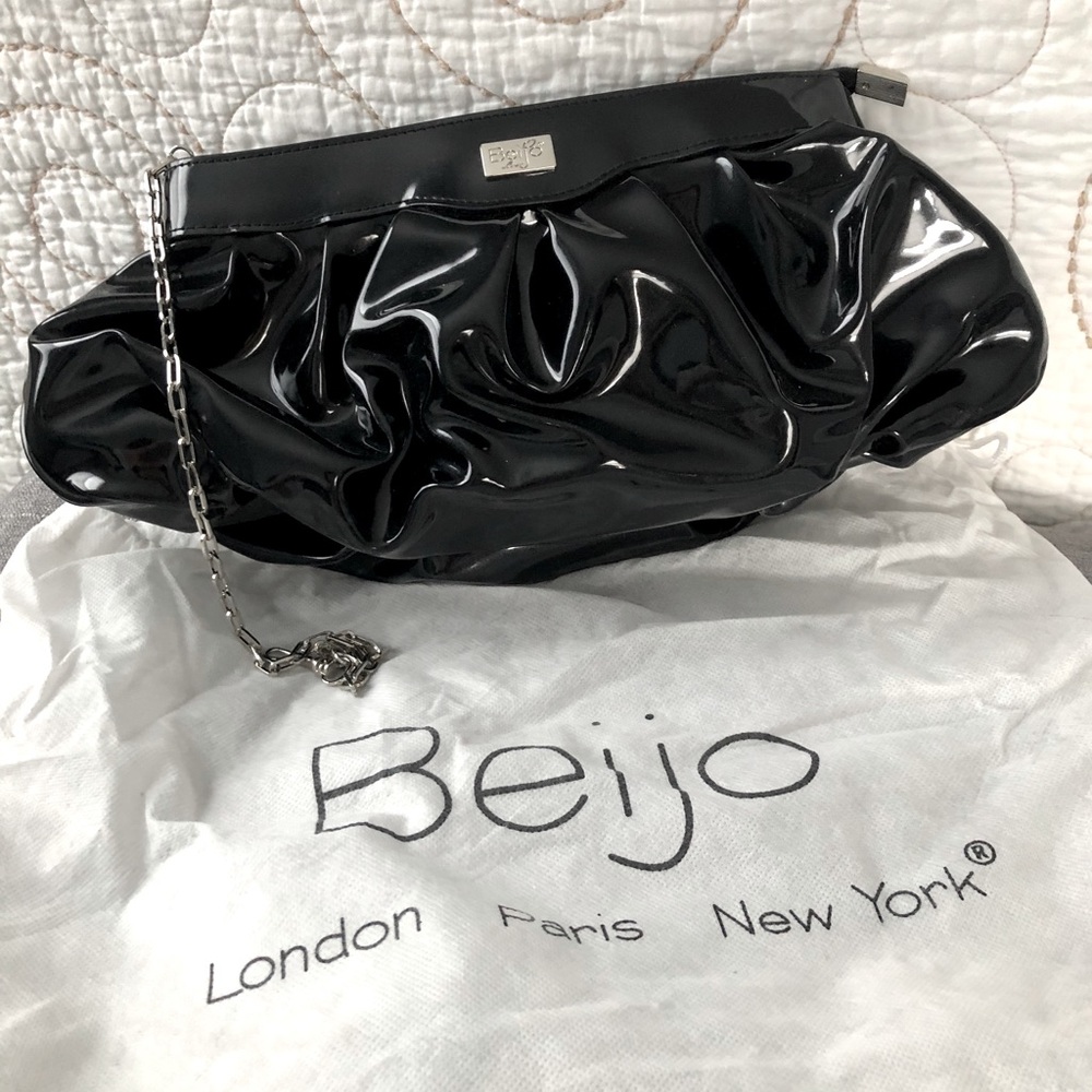 Black patent leather clutch